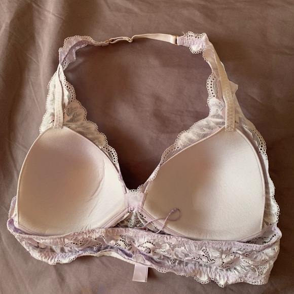 Savage X Fenty Purple Fairy Dust Lace Wireless Halter Bra Size L - Picture 3 of 4